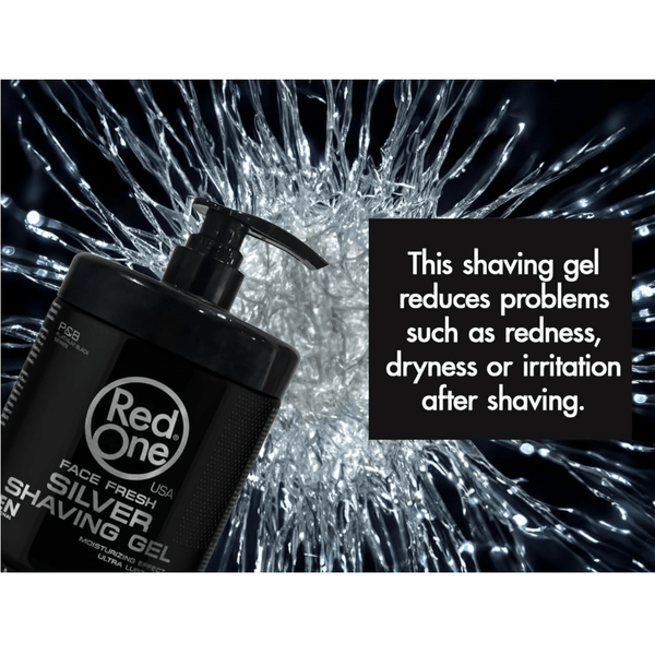 RedOne Face Fresh Shaving Gel Silver 1000ml - Moisturizing & Ultra-Lubricant Formula