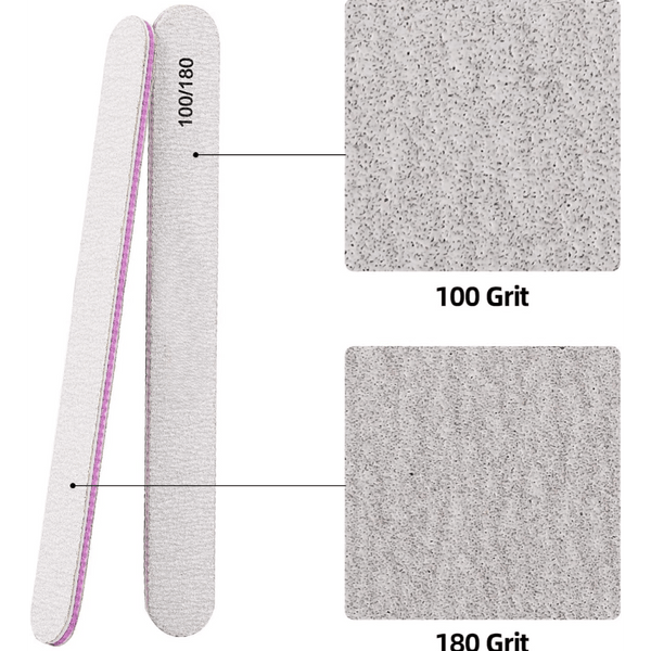Globalstar Professional Straight Nail Files – Reusable 100/180 Grit Emery Boards (Pack of 25)