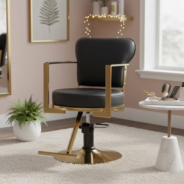 Globalstar Luxury Ladies Styling Chair – Gold Hydraulic Salon Chair for Hairdressers & Beauty Salons