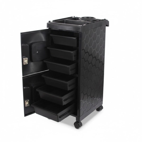 Globalstar Professional 2 Door Salon Trolley with Lock – Secure, Multi-Functional Beauty Cart with Removable Drawers