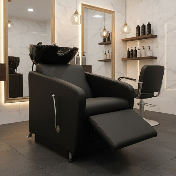 Globalstar Professional Salon Shampoo Chair – Adjustable Height, Reclining Backrest & Ceramic Basin