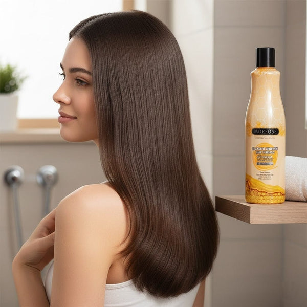 Morfose Milk & Honey Shampoo 500 ml – Intensive Nourishment for Dry & Damaged Hair with Milk Protein & Honey Extract
