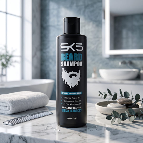SK5 Beard Shampoo 200ml – Stronger, Thicker & Shinier Beard with Natural Oils & Extracts