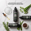 SK5 Fortifying Hair Tonic 200ml flat lay on marble with aloe vera, rosemary, and natural ingredients