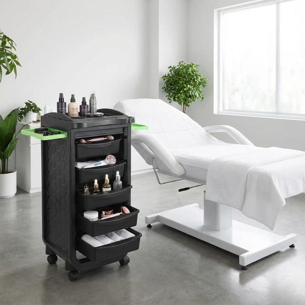 Globalstar Professional Salon Trolley with 5 PVC Drawers – Premium Hairdressing and Barber Organizer