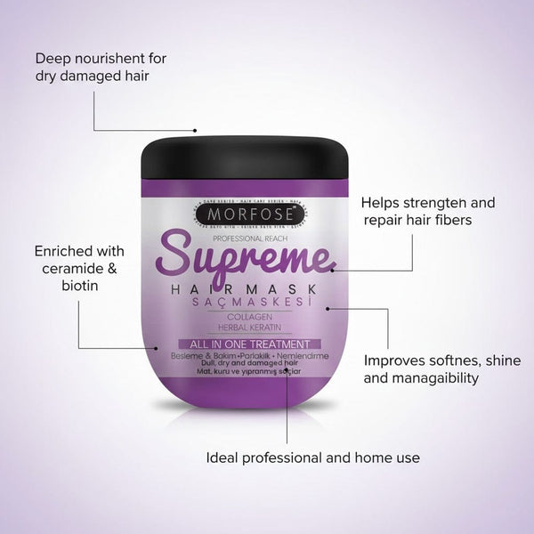 Morfose Hair Mask Supreme 500 ml – All-In-One Repair Treatment for Dry, Dull & Damaged Hair