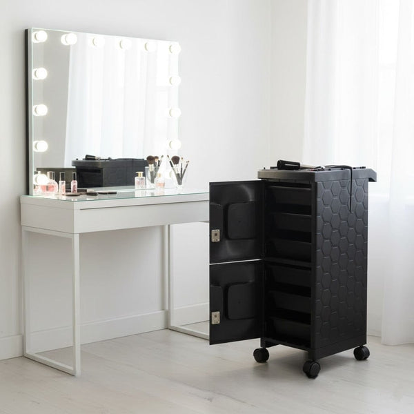 Globalstar Professional 2 Door Salon Trolley with Lock – Secure, Multi-Functional Beauty Cart with Removable Drawers