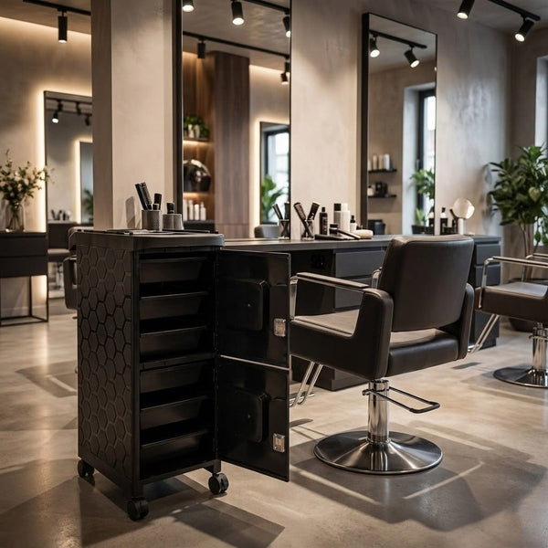 Globalstar Professional 2 Door Salon Trolley with Lock – Secure, Multi-Functional Beauty Cart with Removable Drawers