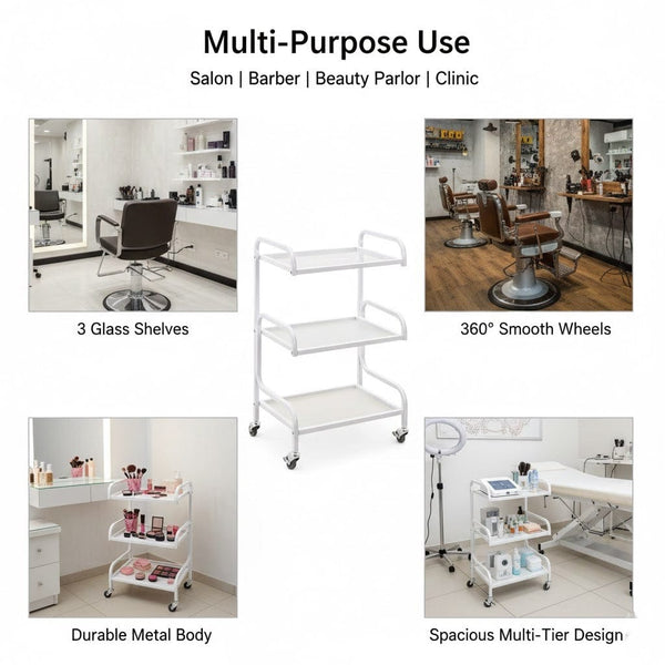 Globalstar Salon Trolley – 3 Shelves Efficient Salon and Spa Organization