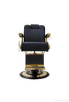 Globalstar Classic Barber Chair Gold Frame with Black Leather Upholstery – Stylish & Durable