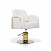 Globalstar White and Gold Makeup Styling Chair - Ergonomic Beauty Chair with Adjustable Height