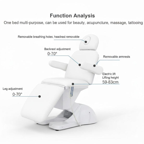Globalstar Multi-Function Electric Facial Beauty Bed – Adjustable Spa & Salon Bed with 3 Motors, PU Leather & Remote Control