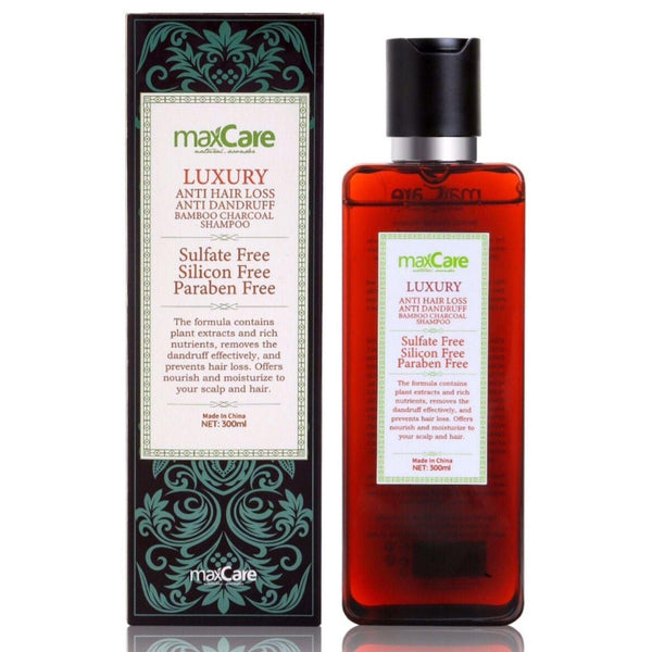 Maxcare Luxury Anti Hairloss & Dandruff Bamboo Charcoal Sulfate Free Shampoo 300ml - Awarid UAE