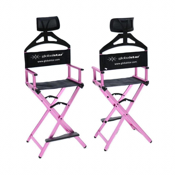 Globalstar Foldable Tall Makeup Chair With Headrest Color Pink - MY739P - Awarid UAE