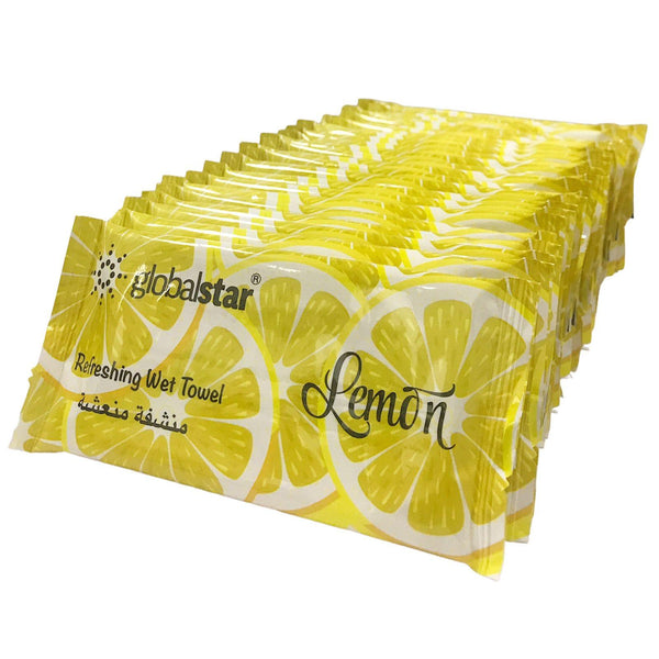 Globalstar Refreshing Wet Towel Lemon 50pcs - RT01 - Awarid UAE