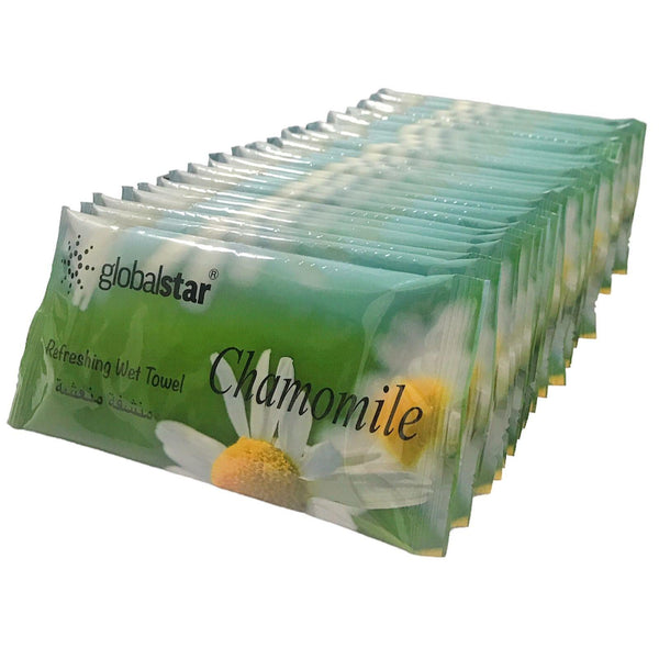 Globalstar Refreshing Wet Towel Chamomile 100pcs - RT05 - Awarid UAE