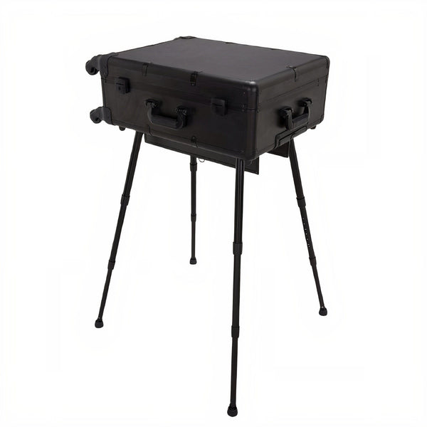 Globalstar Black Makeup Trolley Case With Adjustable LED Lights, Speaker, Bluetooth Player And Detachable 4 Wheels - Awarid UAE