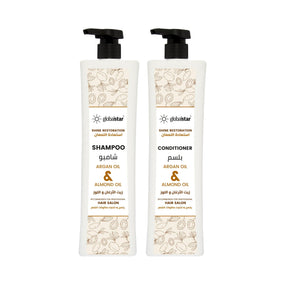 Globalstar Argan & Almond Hair Care Duo – 1000ml Shampoo & Conditioner – Nourishing, Moisturizing & Strengthening Formula