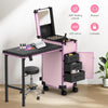 Globlastar Rolling Portable Manicure Table with 2 Drawers, Mirror & Nail Polish Organizer – Mobile Nail Tech Workstation