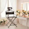 Globalstar Foldable Tall Makeup Chair Silver with Headrest – Portable Director & Makeup Artist Chair