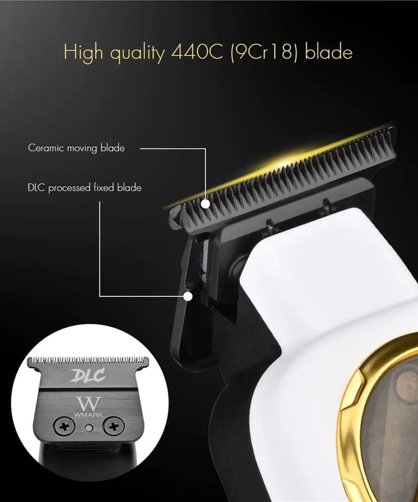 WMARK NG-9213 Professional Detail Trimmer 9000 RPM Cordless T-Blade Hair Clipper 0.1mm Gap White