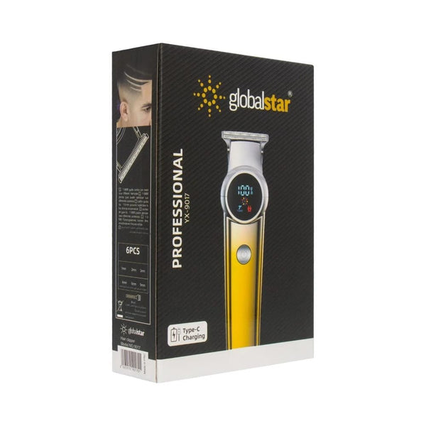 Globlastar  Professional Trimmer – Precision T‑Blade with Type‑C Fast Charging and 6 Guide Combs (1–9 mm)