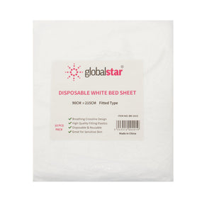 Globalstar White Fitted Bed Cover 90 x 215 cm – Pack of 10 High-Quality Sheets