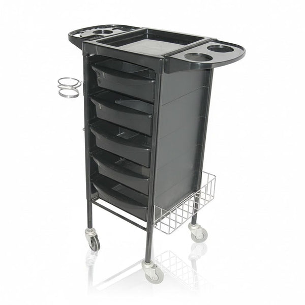 Globalstar Professional Salon Trolley with Metal Frame, 5 PVC Drawers, and Retractable Shelves – Ultimate Hairdressing Organizer