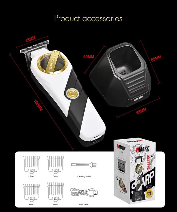 WMARK NG-9213 Professional Detail Trimmer 9000 RPM Cordless T-Blade Hair Clipper 0.1mm Gap White