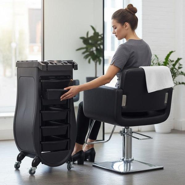 Globalstar Professional Salon Trolley with Metal Frame & 5 PVC Drawers – Ultimate Hairdressing and Barber Organizer