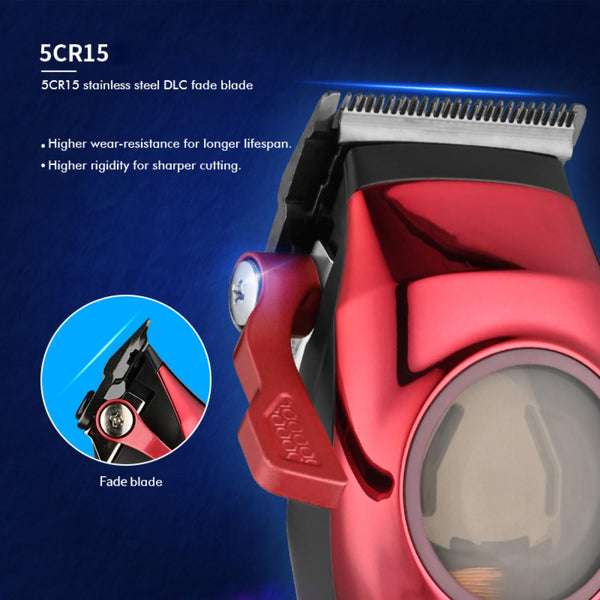 WMARK NG-9009 Professional Hair Clipper 10000 RPM Maglev Motor Zero Gap DLC Fade Blade Cordless Blue