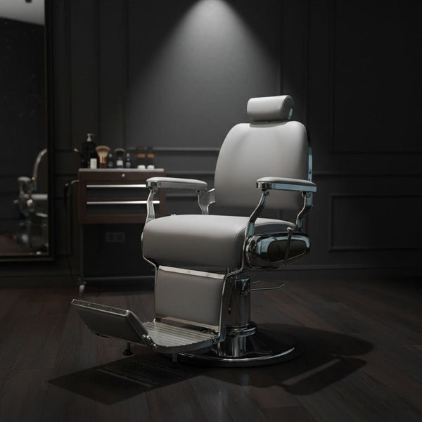 Globalstar BC-9997 Grey Barber Chair – Soft Leather 360° Rotating Professional Salon Chair