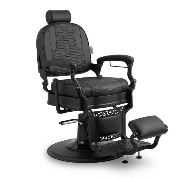 GlobalStar BX2961B-2 Matte Black Barber Chair – Honeycomb Quilted Heavy Duty Hydraulic Salon Chair