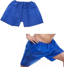 Globalstar 75-Pack Men's Disposable Blue Shorts - Hygienic Solution for Spas, Salons, and Travel