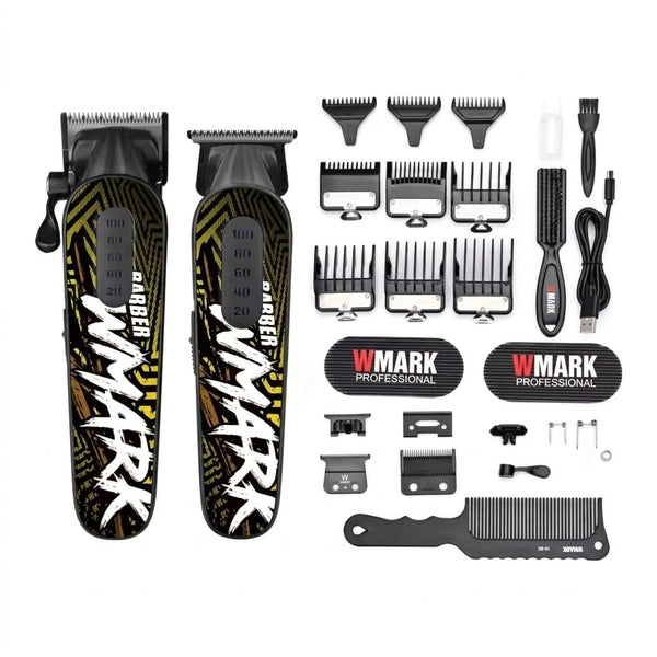 WMARK NG-8631KIT Professional Hair Clipper Trimmer Set 9000RPM Metal Body 240 Min Runtime 9 Guide Combs
