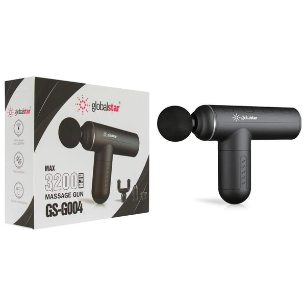 Globalstar GS-G004 Massage Gun 3200 RPM, 5 Speed Levels - 4 Massage Heads | 1800mAh Rechargeable Battery