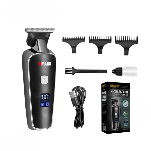 WMARK NG-204 Digital Display Barber Trimmer Powerful Rotary Motor Cordless Hair Clipper 90 Min Runtime Black