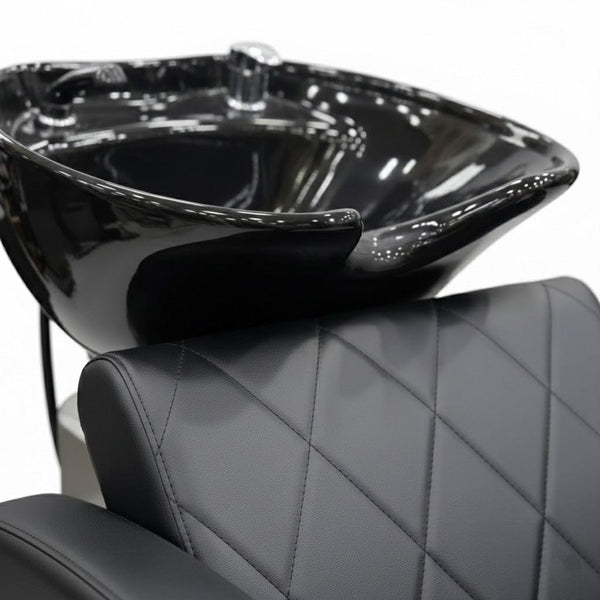 Globalstar XT-203-2-2 Black Shampoo Chair with Basin – Professional Salon Backwash Unit Premium Leather