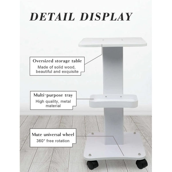 Globalstar Professional Salon & Beauty Trolley – Portable Medical Device Cart with Lockable Wheels, ABS & Aluminum Stand – White