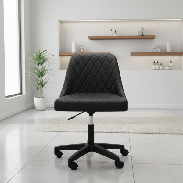 Globalstar DX-3091-89 Black Stool Chair with Backrest – Rolling Salon Spa Stool