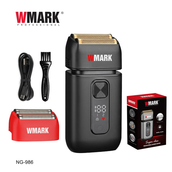 WMARK NG-986 Professional Foil Shaver High Speed 8000 RPM Cordless Barber Shaver Gold Titanium Foil