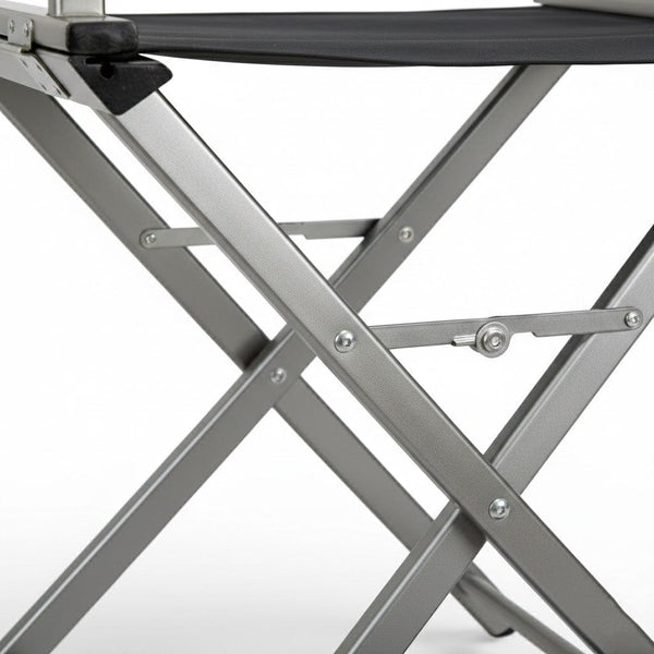 Globalstar Foldable Tall Makeup Chair Silver with Headrest – Portable Director & Makeup Artist Chair