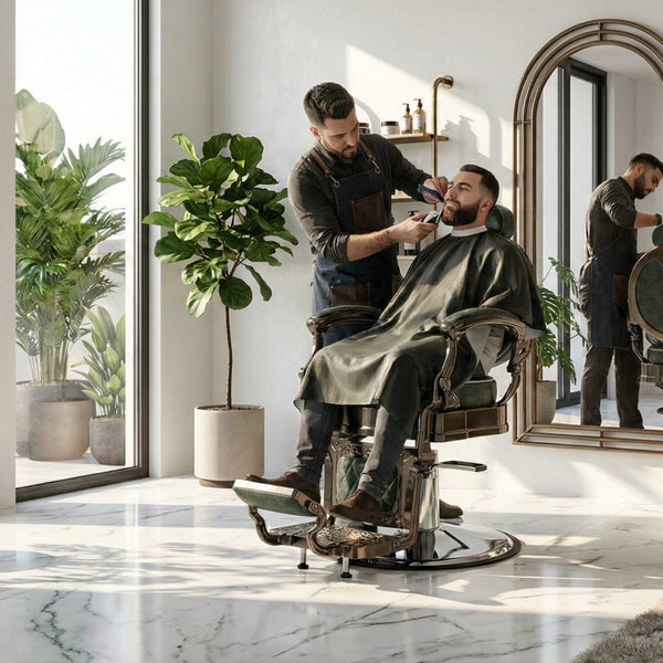 Globalstar Barber Chair Green Black BX-2951-1 – 360° Rotating Reclining Professional Salon Chair