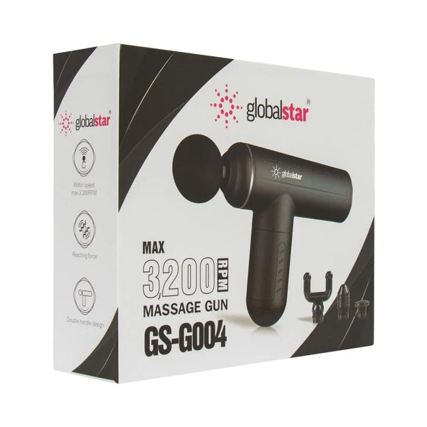 Globalstar GS-G004 Massage Gun 3200 RPM, 5 Speed Levels - 4 Massage Heads | 1800mAh Rechargeable Battery