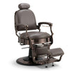 GlobalStar 66-12 Professional Barber Chair - Modern Hydraulic Salon Styling Chair with Gray Leather & Bronze Frame - Heavy Duty Reclining Chair