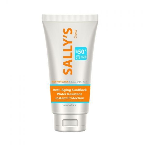 Sally's Choice Anti Aging Water Resistant And Oil Free High Protection Sunblock With SPF 50+ 70ml