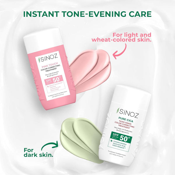 Sinoz Pure Cica Tiger Grass Correcting Cream SPF50+ – Color-Changing, Redness Repair & UV Protection, 50ml