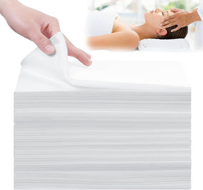 Globalstar 100Pcs Disposable Massage Table Sheets - 30cm x 60cm Non-Woven Fabric Bed Covers, Soft and Breathable, Ideal for Beauty Spa and Tattoo Salon (White)