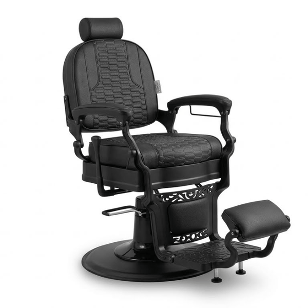 GlobalStar BX2961B-2 Matte Black Barber Chair – Honeycomb Quilted Heavy Duty Hydraulic Salon Chair