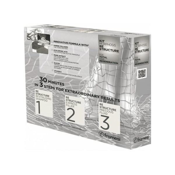 Framesi ReStructure 3‑Step Repair Kit 3 x 100ml – Revitalizing Shampoo, Express Filler & Precious Fluid